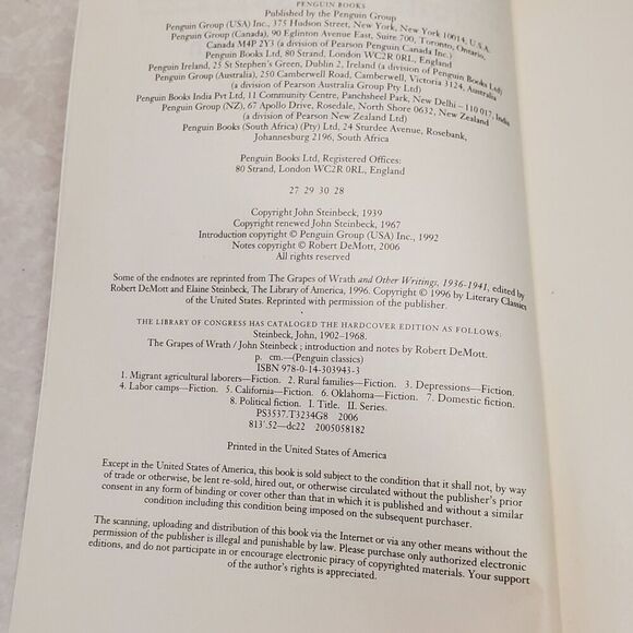 Grapes of Wrath by John Steinbeck (2006, Paperback) - Picture 5 of 5